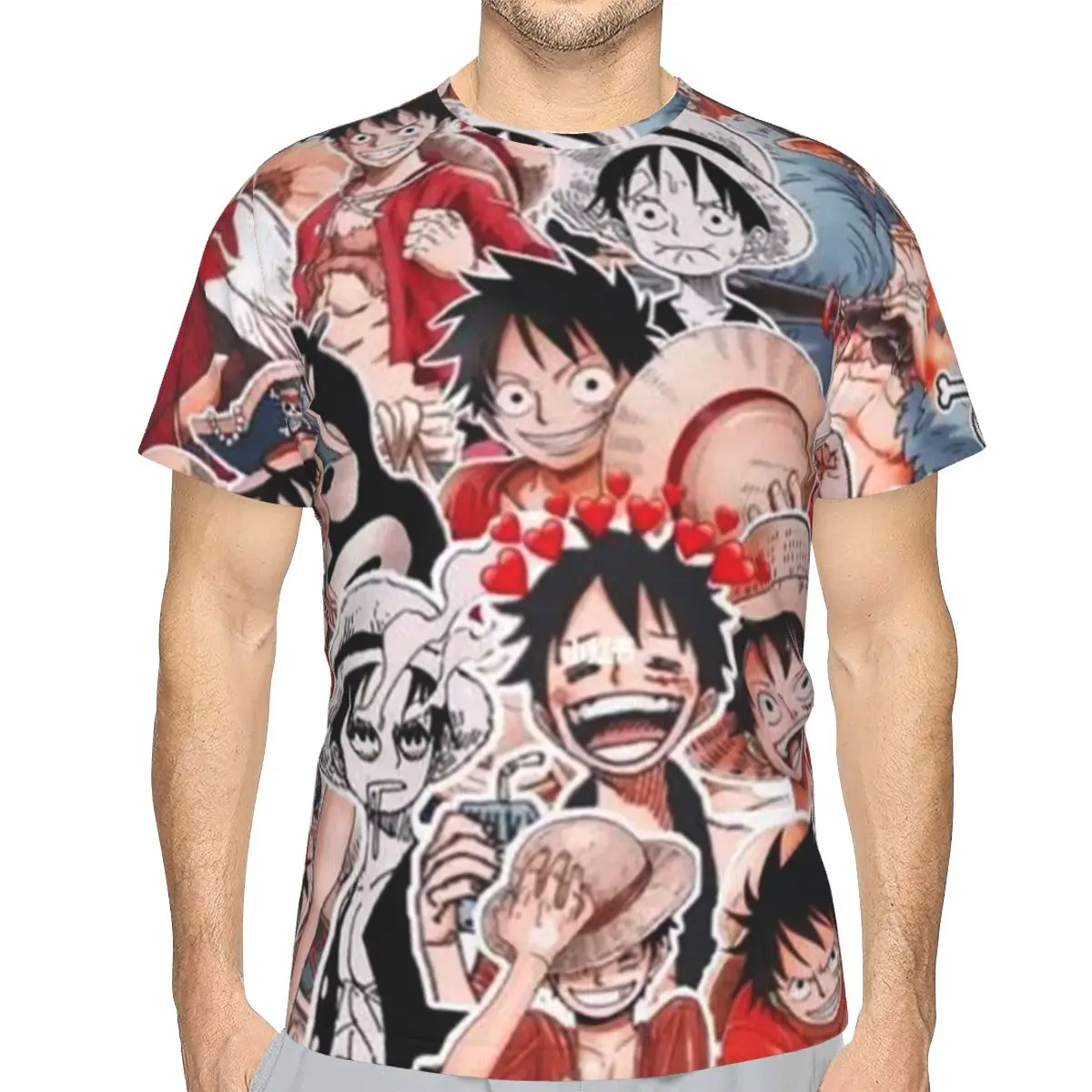 

Футболки из полиэстера с принтом манги, обезьяны д, Луффи, мульти эмоции, мужская Тонкая футболка, одежда для хипстера