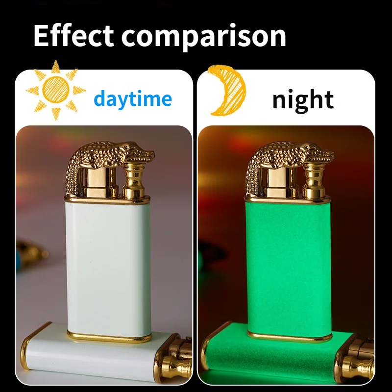

Luminous Crocodile Dolphin Double Fire Straight To Open Flame Conversion Lighter Smoking Accessories for Weed Gadgets for Men