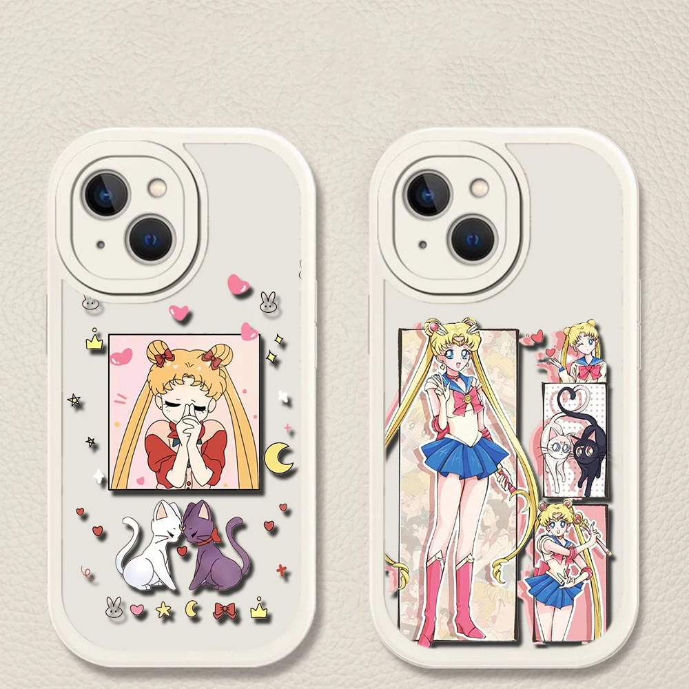Мягкий силиконовый чехол в стиле аниме Сейлор Мун для iPhone 15 Plus 14 13 12 11 X XS XR Pro Max Mini 8