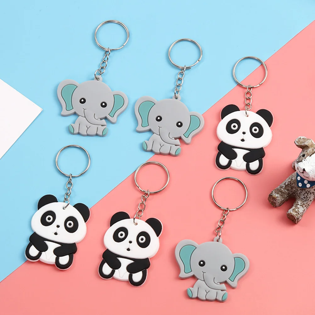20 PCS PVC Key Ring Animal Keychains Creative Gift Keyrings Kids Panda Shaped Elephant