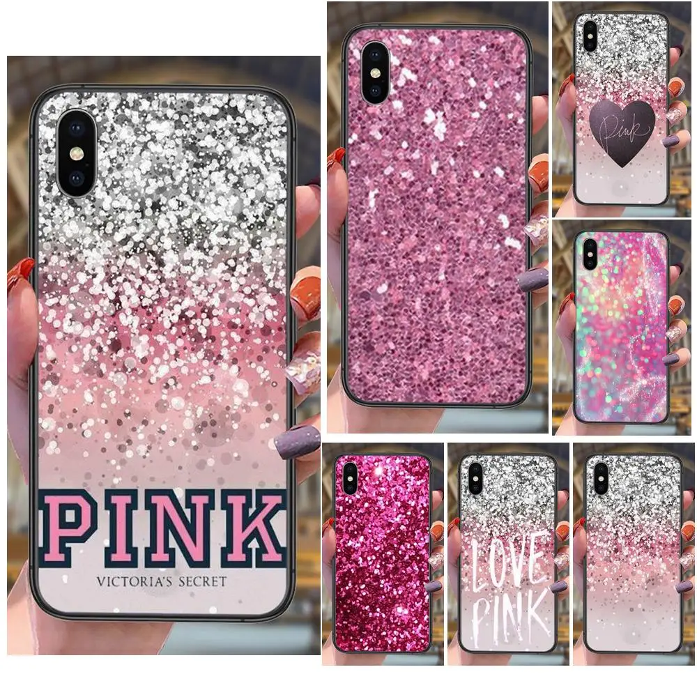 

Mobile Pouch Capa Enjoy Silver Pink Glitter Art 2022 Light For Apple IPhone 13 12 Mini 11 Pro XS MAX XR X 8 7 6S 6 Plus 5S SE
