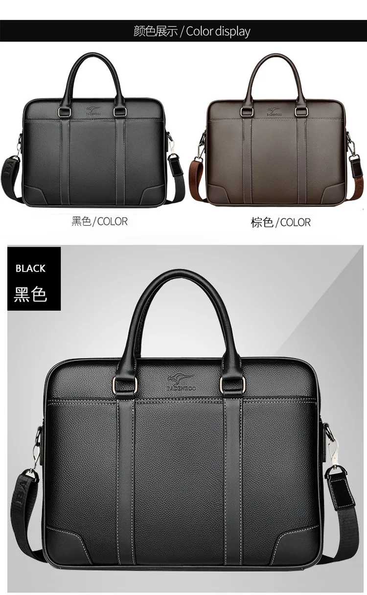 New Genuine Leather Business Bag 15.6Inch Laptop Tote Briefcases Office Messenger Cross body Bags Shoulder Handbags Big Capacity