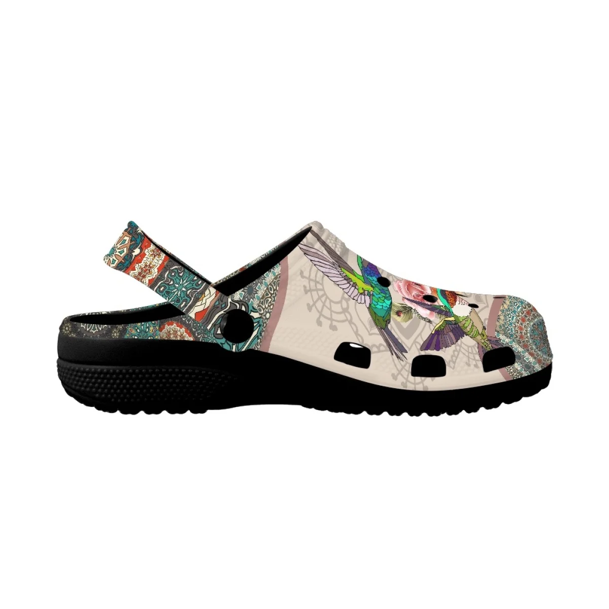 Boho Style Summer Sandals for Women Hummingbird Floral Design Breathable Anti-slip Adults Home Slippers Casual Beach Slides 2023