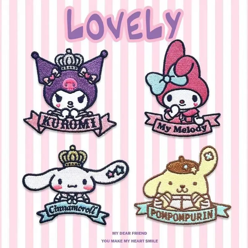 Sanrio Cinnamoroll My melody Kuromi Pompom Purin вышитая тканевая нашивка для одежды креативная сумка