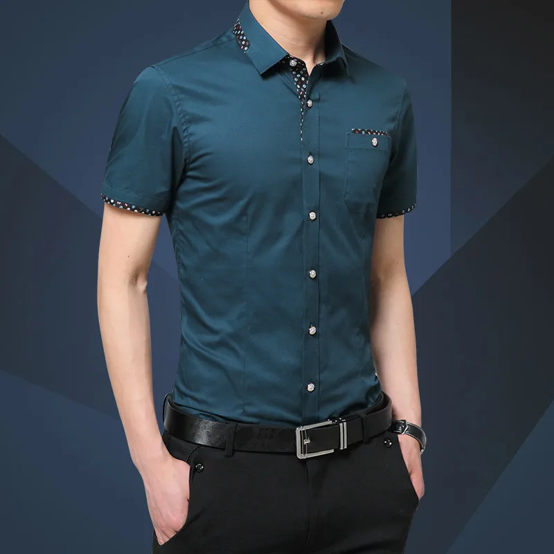 Summer new men's floral short-sleeved shirt cotton slim light color all-match breathable fit business casual shirt men's tide