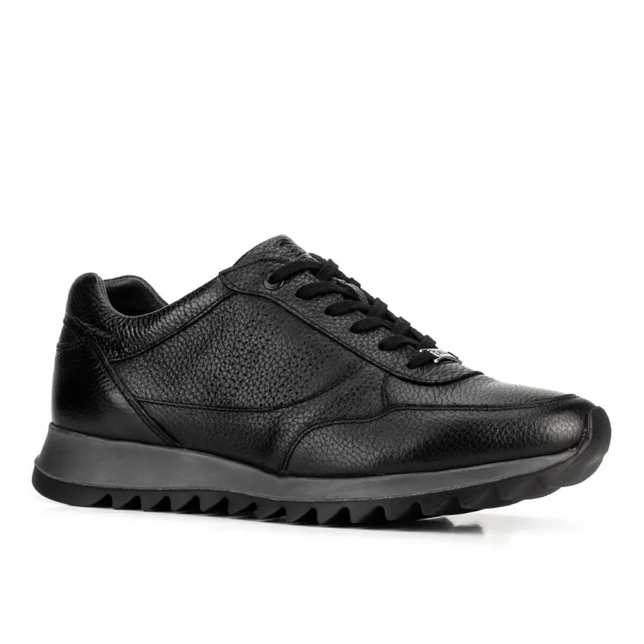 

Genuine Leather Black Lace-Up Men Sports Shoes