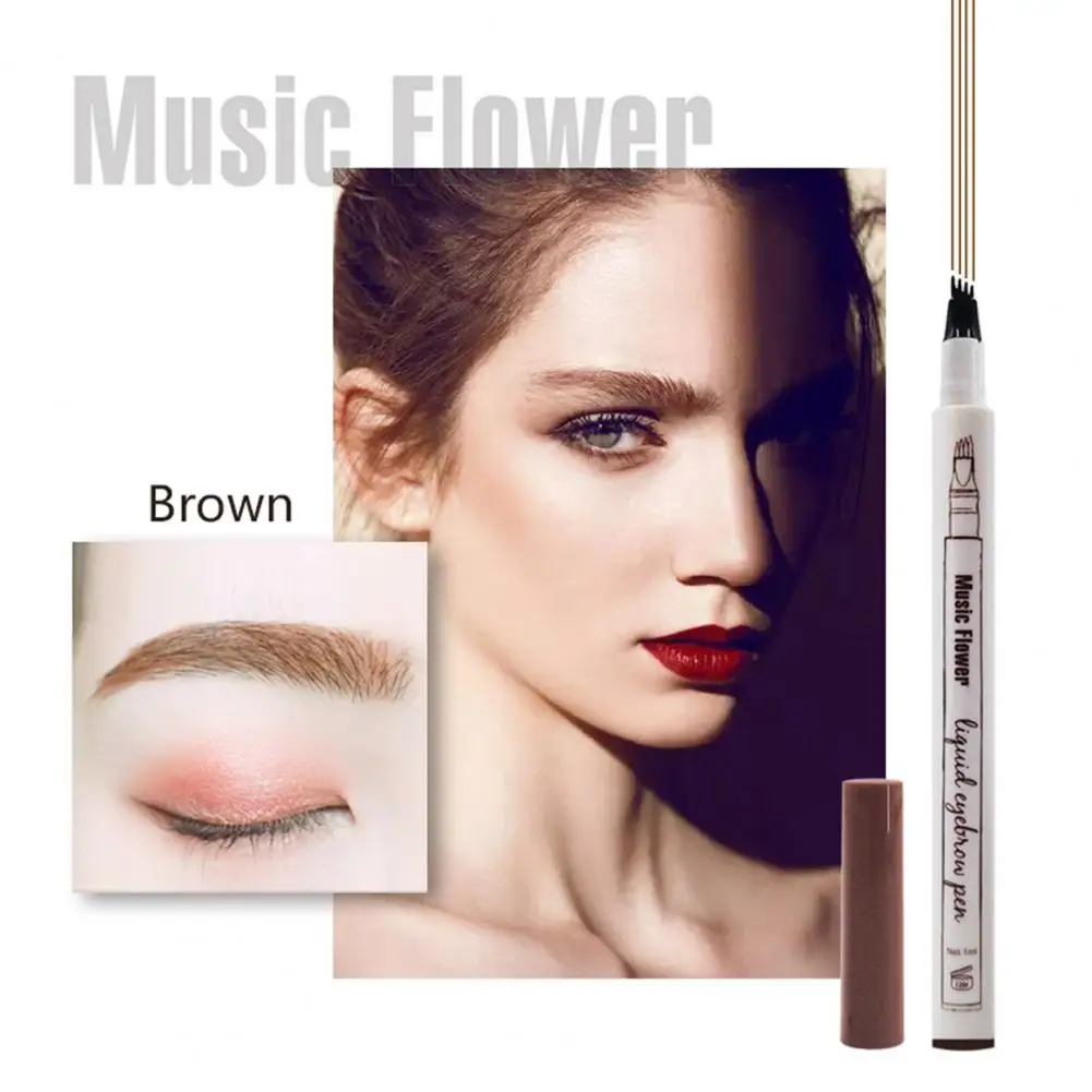 

Waterproof 4 Fork Tip Eyebrow Pencil Liquid Brow Pencil Fashionable Eyebrow Pen Black Eyebrow Tattoo Pen Makeup Pen Cosmetic