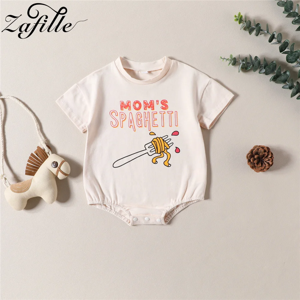 

ZAFILLE Summer Bodysuit For Boys Clothes Letter Print Kids Baby Clothing Cute Toddler Girls Rompers Children Home Sleepsuits