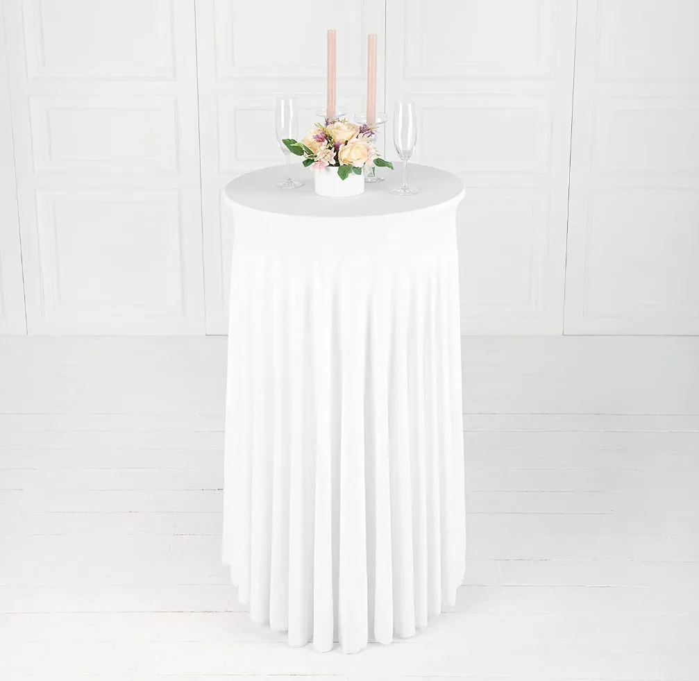 Spandex Cocktail White Table Cloth Lycra High Bar Table Line