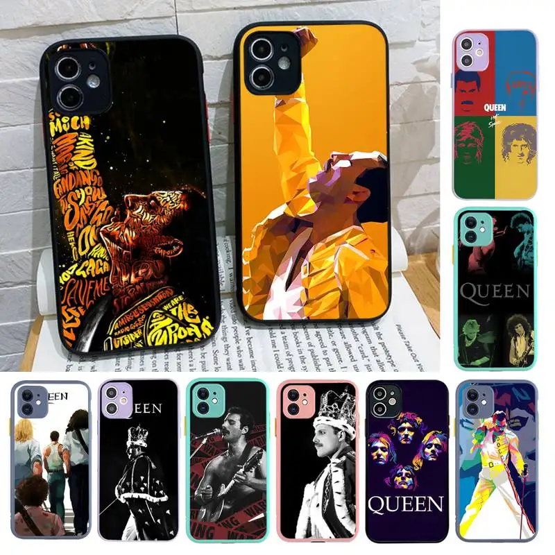 

Freddie Mercury Queen Phone Case for iPhone X XR XS 7 8 Plus 11 12 13 pro MAX 13mini Translucent Matte Case