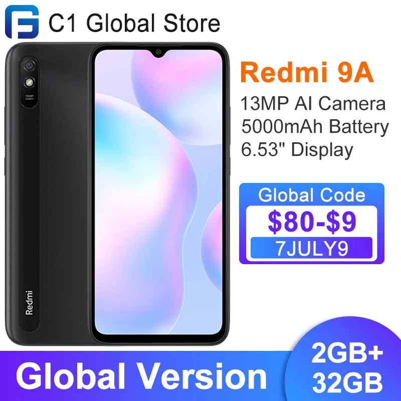 Смартфон Xiaomi Redmi 9A 2 Гб 32 ГБ Восьмиядерный процессор MTK Helio G25 дисплей 6 53 дюйма