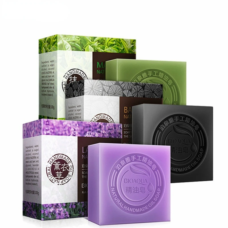 

Handmade Soap Natural Plant Essential Oil Whitening Moisturizing Remove Acne Clean Bath Soap Bamboo Charcoal Savon صابون Jabón