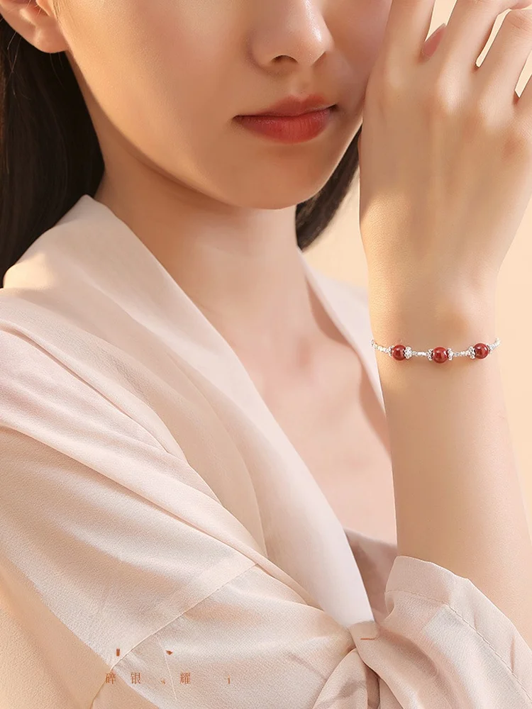 Сломанный серебряный браслет женский легкий роскошный изысканный из