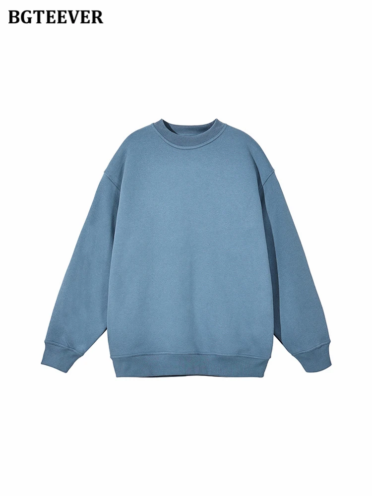 

BGTEEVER Autumn Winter Thicken Loose Women 2 Pieces Set O-neck Long Sleeve Pullovers Sweatshirts & Trousers Ladies Tracksuits
