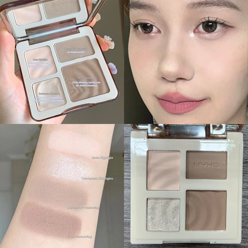 

New 4color Highlighter Contour Palette illuminator Makeup 3D Bronzer Matte Contour Powder Rose Blush Highgloss Palette Cosmetics