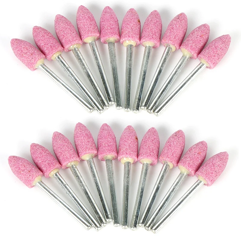 

20Pcs Abrasive Mounted Stone For Dremel Accessories Grinding Stone Wheel Head For Dremel Rotary Tools Bullet-Shape Pink