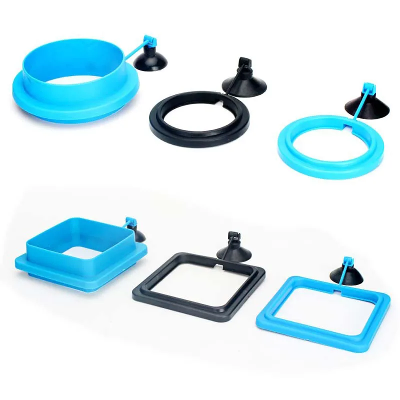 

1Pcs Floating Food Feeder Buoyancy Circle Plastic 2 Colors Fish Feeding Supplies Square/Round Feeding Ring Station for Aquarium