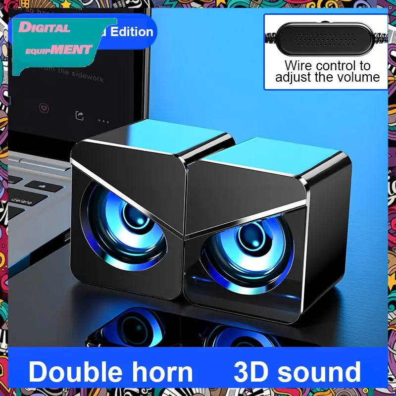 

Usb Supply Power Usb Wired Speakers Stereo Subwoofer Loudspeaker Colorful LED Light Indoor Speakers 3D Sound Effects
