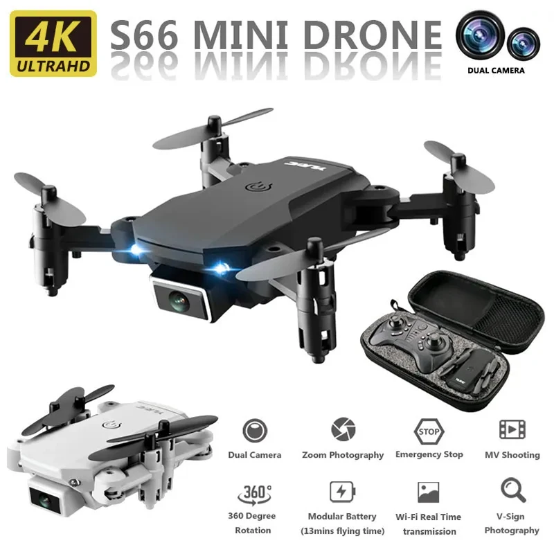 

S66 Mini Drone 4K HD Camera WiFi Fpv Air Pressure Altitude Maintenance 15 Min Battery Life Foldable Quadcopter KID Gift ZUIDID