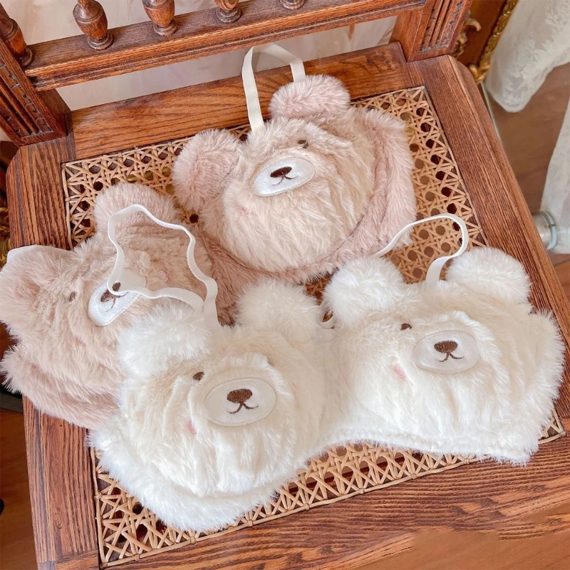 95AB женский комплект из 2 предметов с милым медведем плюшевый бюстгальтер и