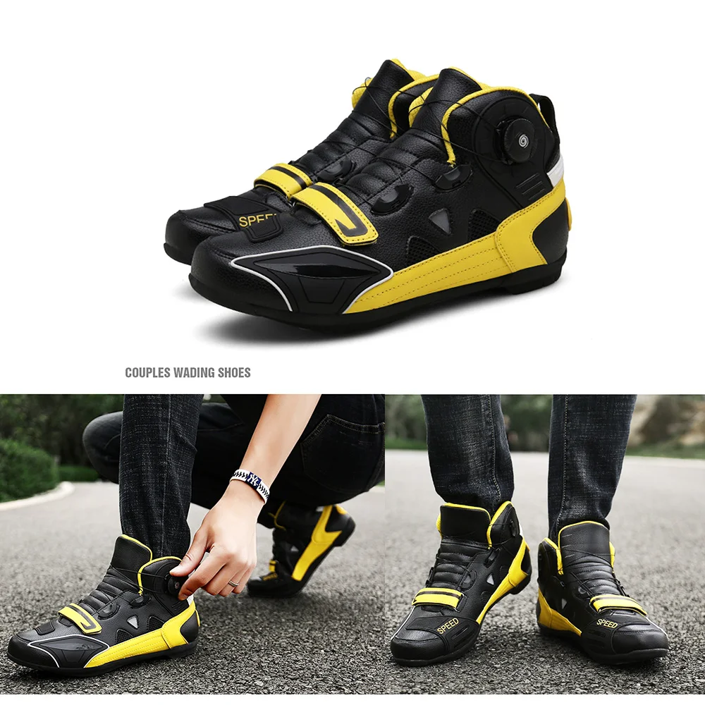 Enlarge Motorcycle Men Boots Motobike Riding Leisure Shoes Motocross Off-road Breathable Boots Microfiber Anti-fall Equipment Protector