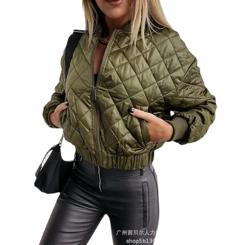 Women's Parkas Jacket Autumn Winter Slim-Fit Cardigan Zipper Thermal Coat Women's Long Sleeve Solid Color Stand Collar Parkas