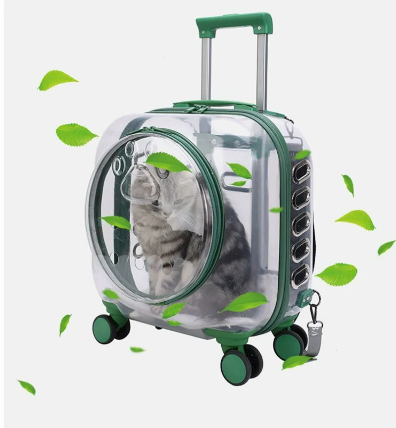 

Прозрачная Сумка-тележка для домашних животных, переносной вместительный рюкзак в виде капсулы для кошек и собак, переносной чемодан