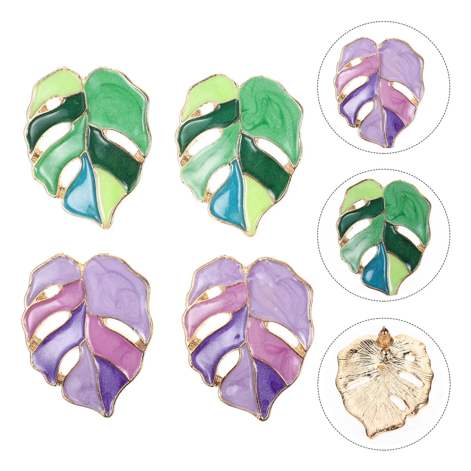 

2 Pairs Ladies Earrings Unique Women Green Ornaments Fashion Trendy Tropical Plants