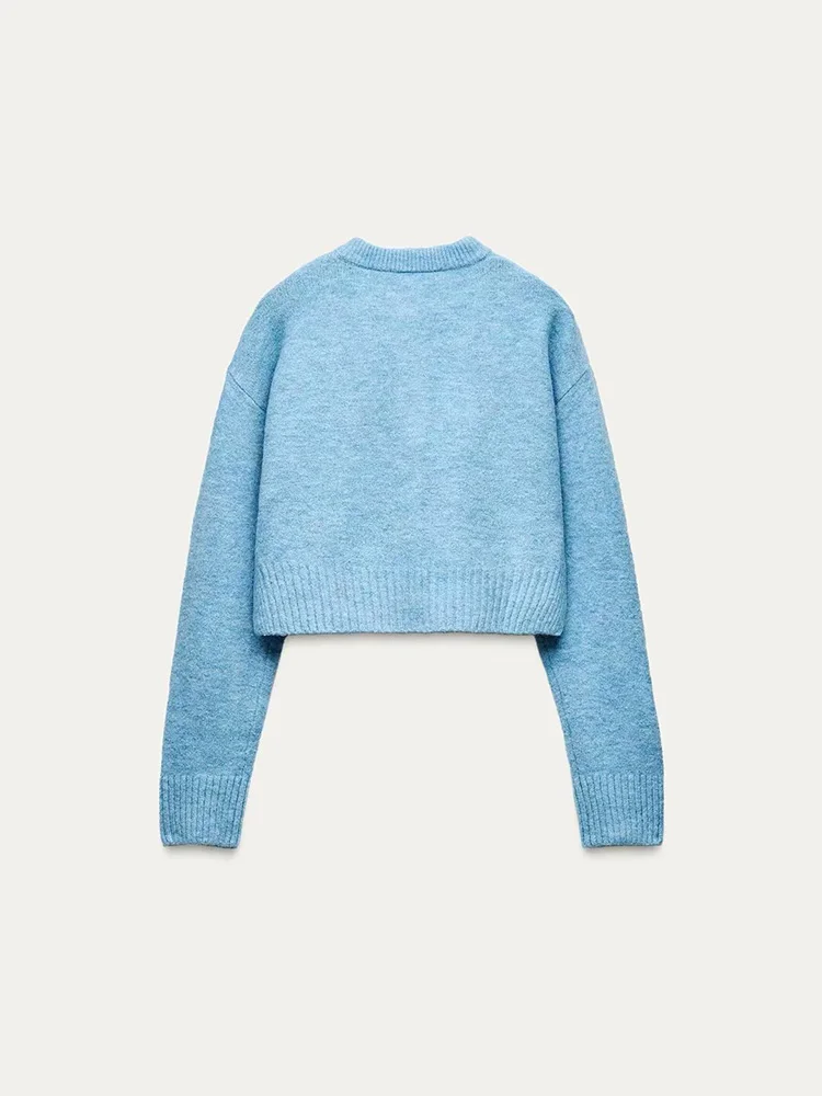 Новинка 2024 осенне-зимний женский однотонный вязаный свитер повседневный модный