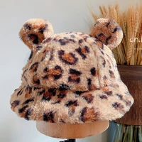 winter childrens fisherman hat autumn boys and girls universal all match leopard print cute bucket hats warm panama cap