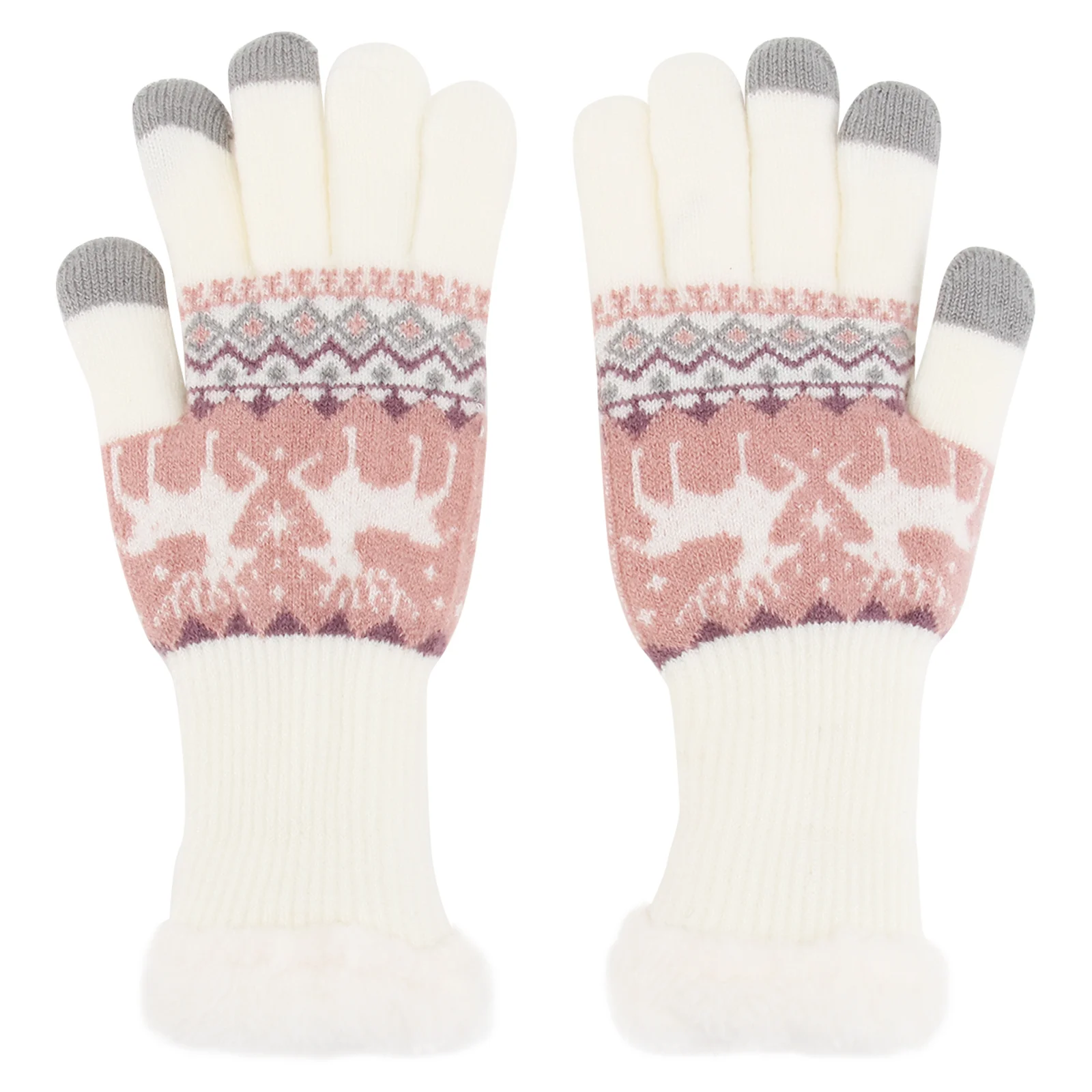 

1 Pair Xmas Snowflake Winter Warm Woman Split-finger Gloves(White)