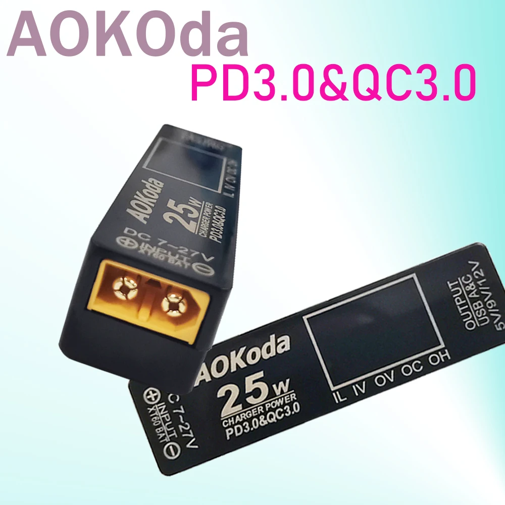 AOKoda PD3.0 и QC3.0 Быстрый Преобразователь мощности литий-полимерный аккумулятор xt60 в
