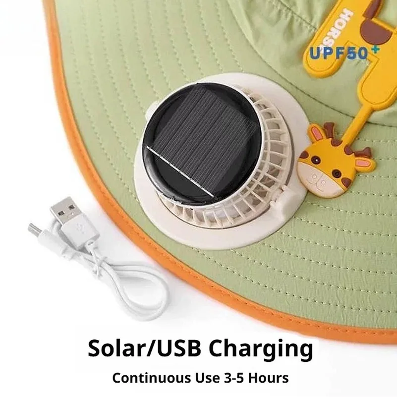 Солнцезащитная шляпа с USB-вентилятором и зарядкой от солнца, UPF50+, защита от УФ-излучения, широкие поля, защита шеи, дышащая сетка, регулируемая охлаждающая шляпа для активного отдыха (art.: 3920dbf513585) - 3920dbf513585