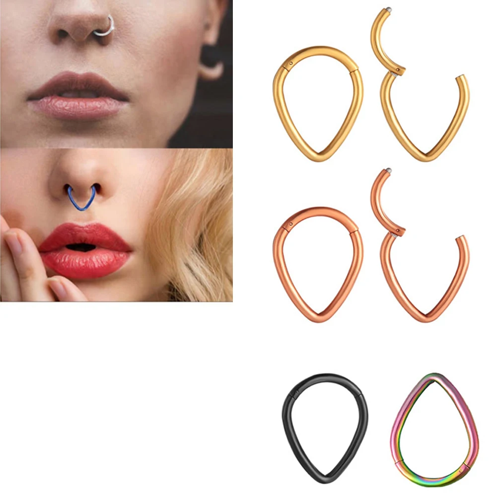 

1pc Surgical Steel Nose Ring Hinged Segment Septum Piercing Clicker Hoop Ear Cartilage Earrings Helix Silver Color Body Jewelry