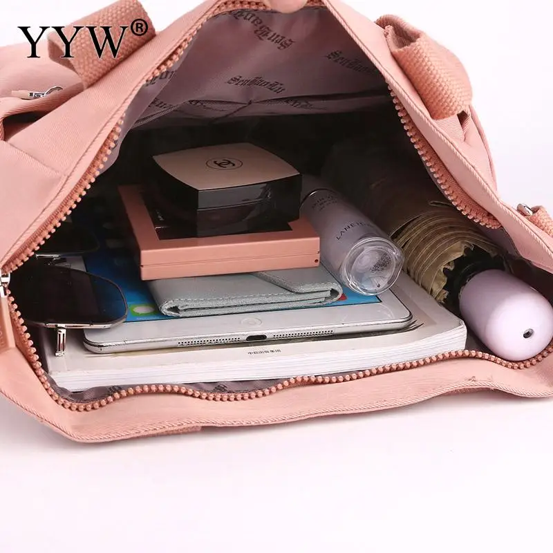 Solid Color Large Capacity Nylon Women Single Shoulder Handbag Casual Crossbody Lanyard Waterproof Canvas Female Travel Tote Bag