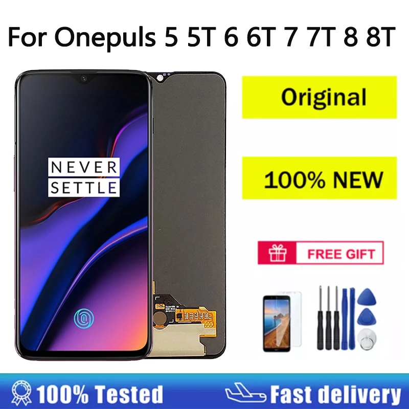 Original AMOLED Display For Oneplus 5 5T 6 6T 7 7T 8 8T 7Pro 8Pro Original LCD Display Touch Screen LCD Panel Replacement