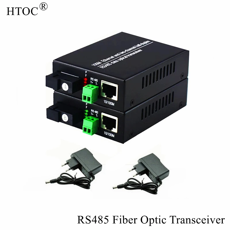 HTOC RS485 Fiber Optic Transceiver Bidirectional Network Optical End Machine Converter 20km SC Single Mode Single Fiber 10/100M