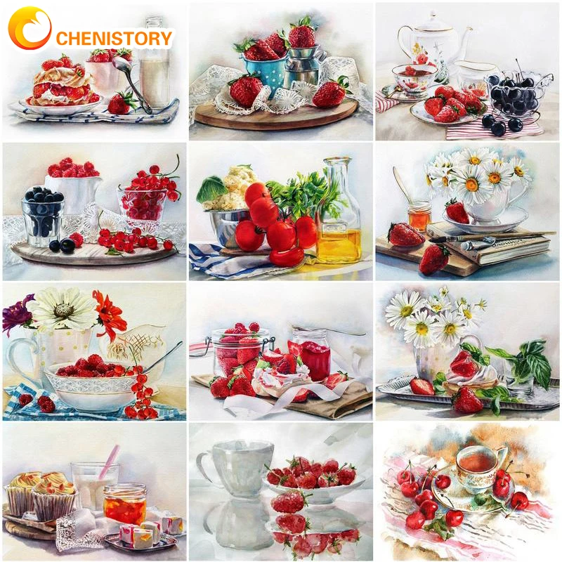 

CHENISTORY DIY Oil Painting By Numbers Adults Fruit Milk Paint Wall Art Acrylic Picture Handworks For Children Home Decor Gift