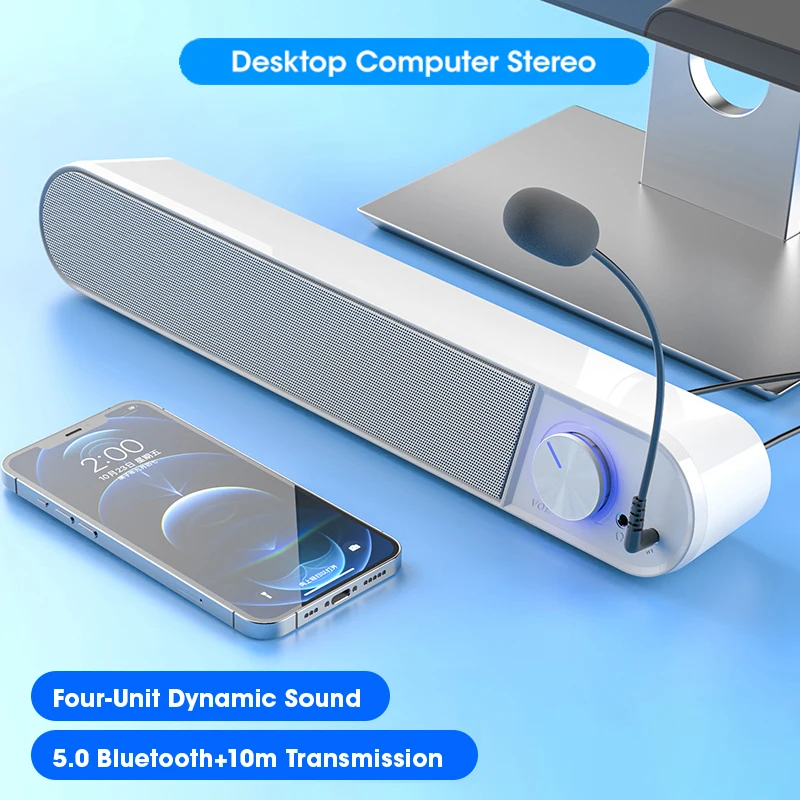 USB Soundbar Portable Computer Speaker Wireless Surround Bar Bluetooth 5.0 Home Wired Stereo Subwoofer Sound |