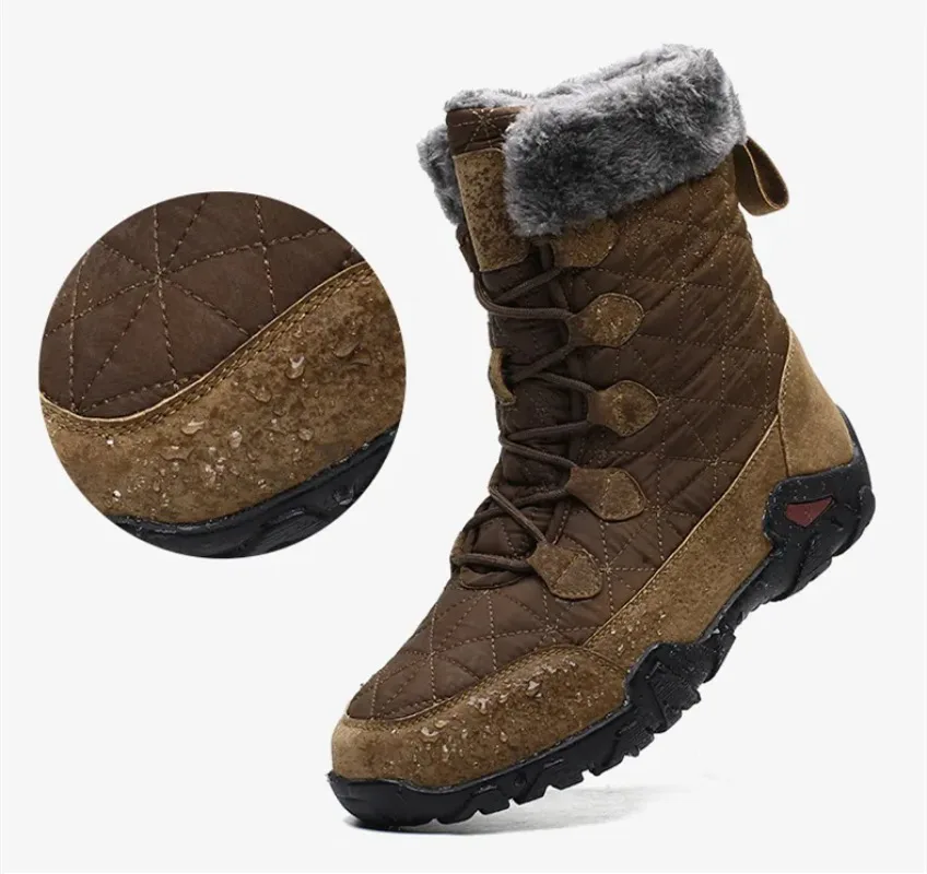 

Winter Snow Boots Men Waterproof Fabric Shoes Fur Plush Warm Men Mid-Calf Boots Outdoor Non-slip Footwear Comfortable Male Shoes