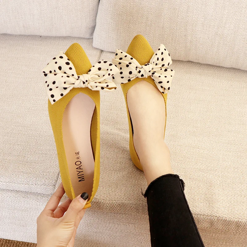 

New Breathable Women's Bow-knot Flats Contracted Shallow Mouth Pointed Tip Flat Shoes for Women Spring Summer Autumn Woman Shoes