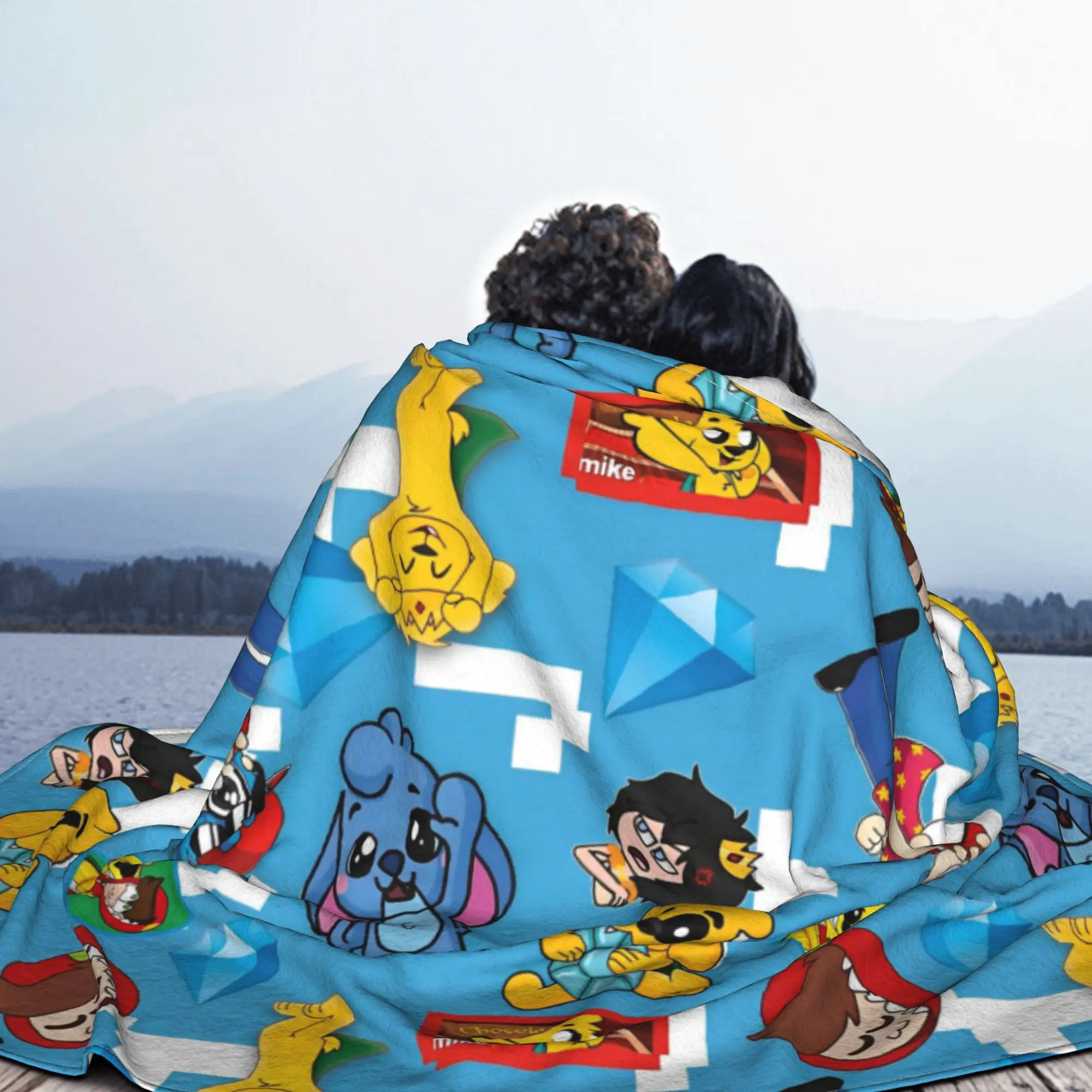 Mikecracks Game Blanket Velvet Cartoon Soft Throw for Airplane Travel Bedspread