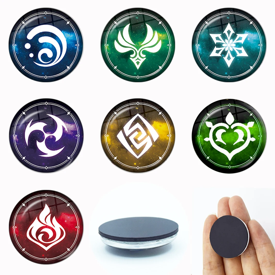 

Genshin Impact Game Cosplay 30MM Glass Fridge Magnets Glass Crystal Magnetic Stickers Refrigerator Decoration Home Decor