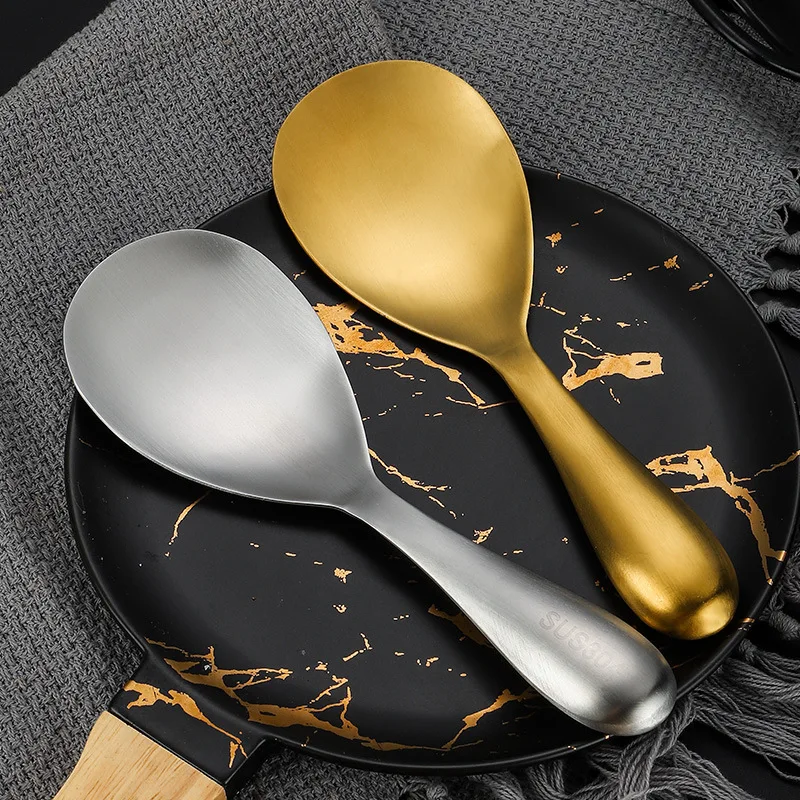 

Stainless Steel Rice Spoon Large Thickening Serving Spoon Soup Spoon Rice Spoon Dinnerware Tableware Kitchen Cooking Tools