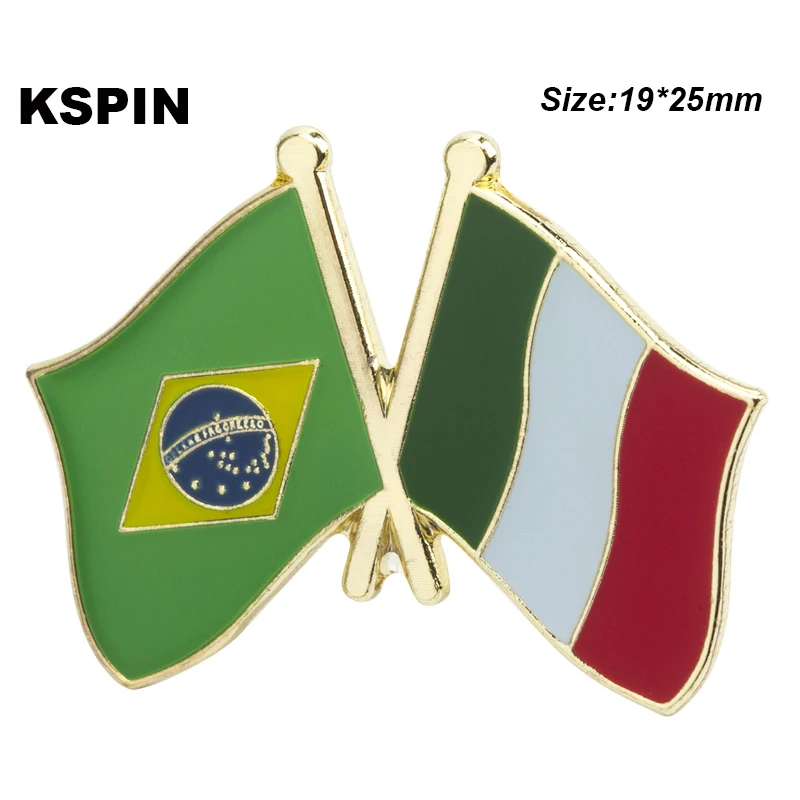 

Brazil & Italy Friendship Flag Badge Flag Brooch National Flag Lapel Pin International Travel Pins
