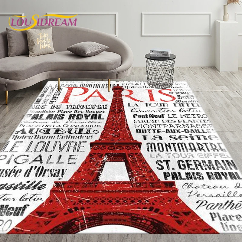 

France Paris Eiffel Tower Art Area Rug,Carpet Rug for Living Room Bedroom Decoration,Kids Play Crawling Soft Non-slip Floor Mats