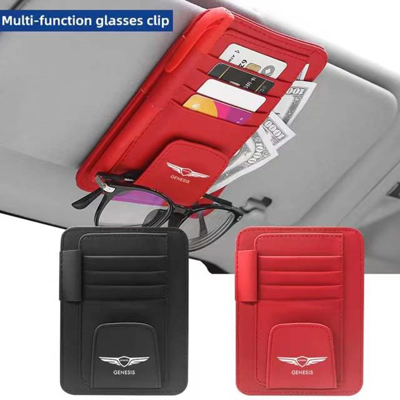 

For GENESIS gv80 g80 g70 g90 Car Visor Glasses Box Sunglasses Clip Card Ticket Holder Fastener Pen Case Eyeglasses Accessories