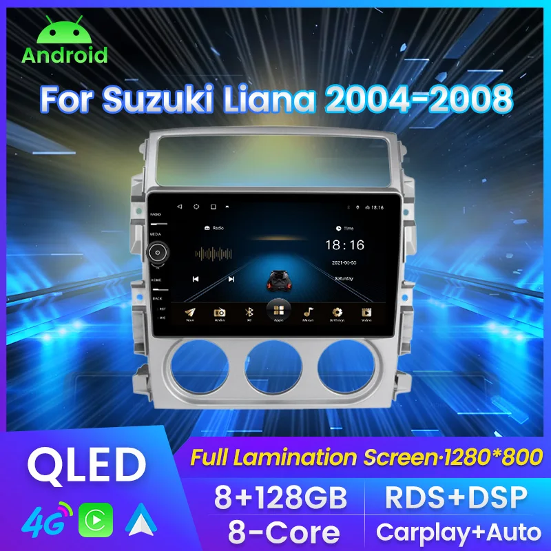 

9INCH Car Radio Stereo For Suzuki Liana 2004-2008 Multimedia Player GPS Navigation Android11 8+128G Carplay+Auto WIFI 4G DSP RDS