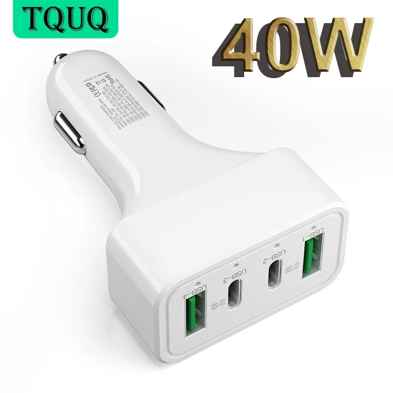 Автомобильное зарядное устройство TQUQ с USB-портами и поддержкой быстрой зарядки, 40/3,0 Вт