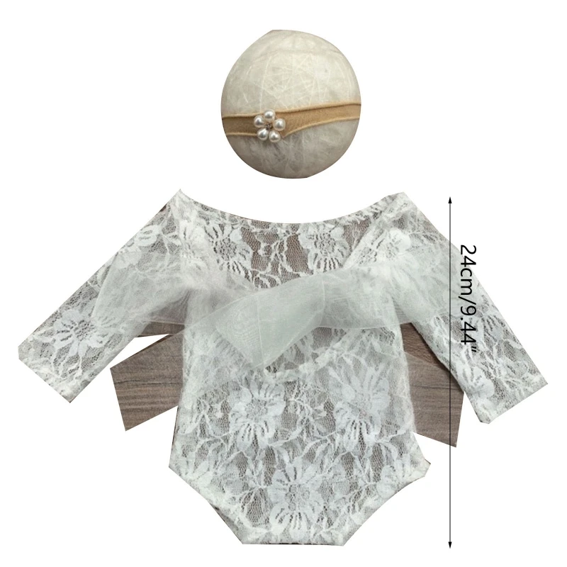 

Реквизит для фотосъемки новорожденных Детский кружевной комбинезон Цветочная повязка на голову наряд комбинезон Новинка 2022